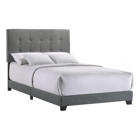 Pemberly Row Modern Fabric Full Upholstered Bed in Gunmetal Gray