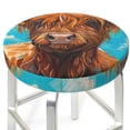 thumbnail image 3 of Balery Cute Cow Sunflowers Art Round Bar Stool Seat Covers Velvet Fabric Adjustable Protects from Scratches and Stains for 14-17 Inch Chair-13 inch, 3 of 7