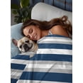 thumbnail image 3 of Navy Blue Grey Stripe Queen Size Flat Sheet, Wrinkleproof & Fadeproof Cooling Flat Bed Sheet Only, Minimalist Farmhouse Striped Breathable Soft Bedding Top Sheets 90 x 102 Inches, 3 of 8