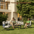 thumbnail image 3 of ALAULM 4 Piece Patio Furniture Set,Outdoor Metal Patio Furniture with Coffee Table & Rocking Chairs Conversation Set for Porch,Backyard,Poolside, Garden-Sand, 3 of 9