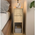 thumbnail image 2 of Fluted Nightstand with 2 Drawers, Slim Wooden Bedside Table, Mid Century Modern End Table for Bedroom, Wood, 2 of 8