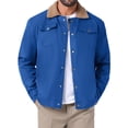 thumbnail image 1 of Abrigo de invierno para hombres INSPIRE CHIC con cuello, botones en la parte delantera, forro de felpa, bolsillos, chaqueta de camionero M azul, 1 of 6