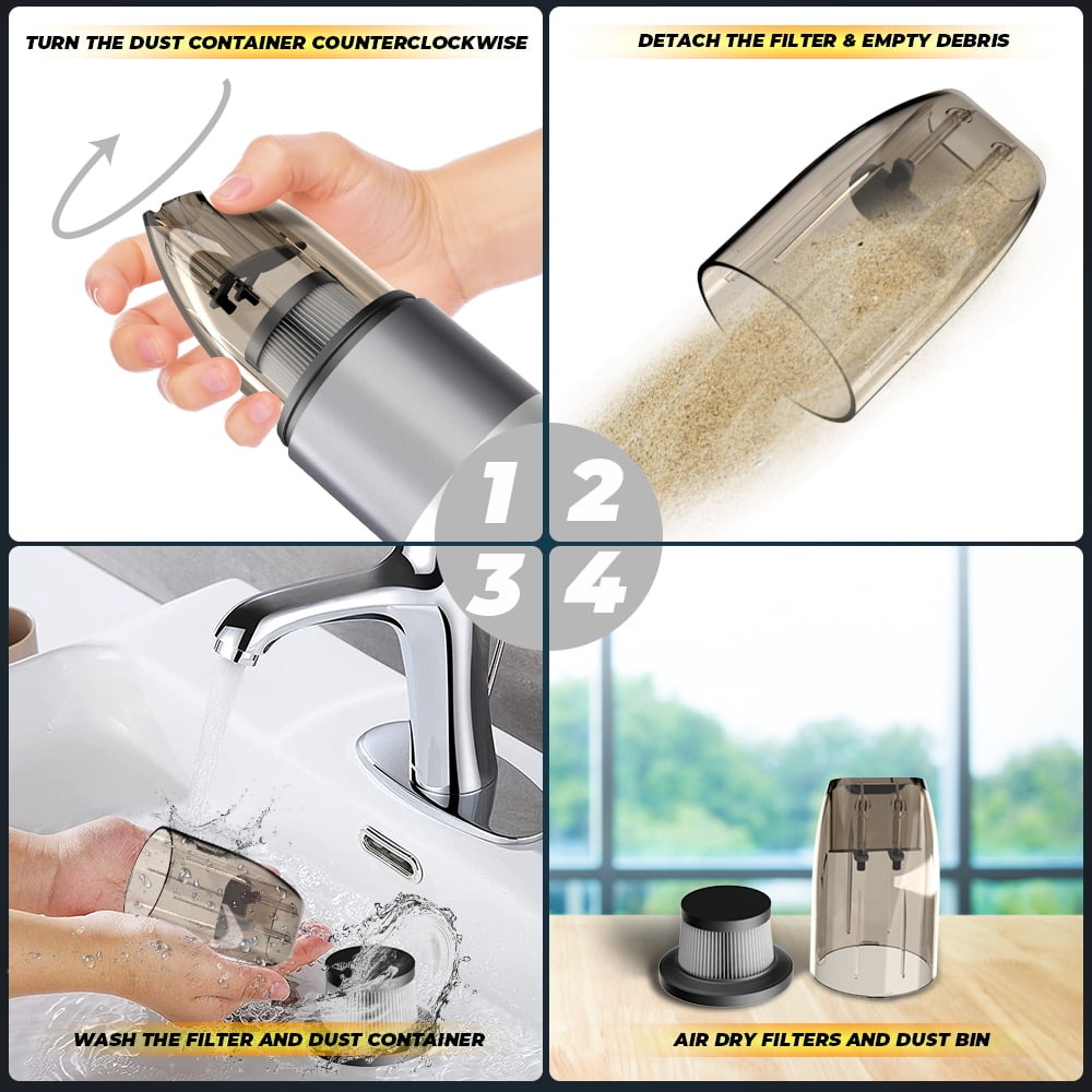 Vacuum Cleaner Cordless Car Vacuum Cleaner, car vacuum rechargeable, hepa filters 6000PA 70W Powerful Duster Dirt Suction Handheld & Portable Vehicle/Home Cleaning Tool