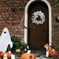 thumbnail image 4 of BNNG Glowing Halloween Ghost Wreath Light-Up White Garland Spooky with Witch Hat Indoor Outdoor Hanging Decoration Holiday Spooky for Indoor Outdoor Wall Window Porch Patio Farmhouse Home Party, 4 of 9
