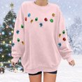 thumbnail image 2 of Fiaer Christmas Women Sweatshirts Trendy Lights Decor Relaxed Fit Pullover Fall Crew Neck Long Sleeve Plus Size Tops Pink XXL, 2 of 4