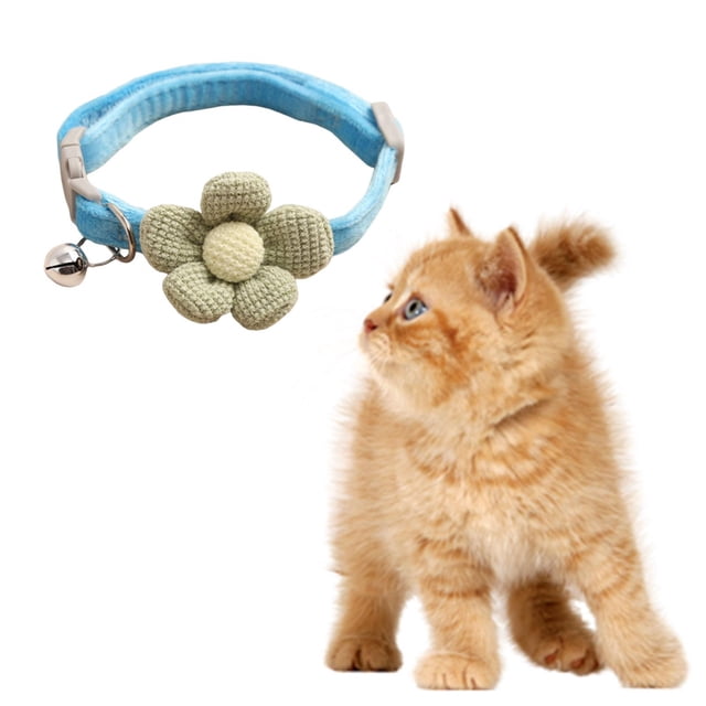 Collar de gato perfecl con colgante de campana ajustable para gatitos y perros pequeños azul