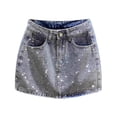 thumbnail image 4 of Ediodpoh Carnival Denim Mini Skirt High Waist Fitted A Line with Rhinestone Design Skirts for Women Blue L, 4 of 4