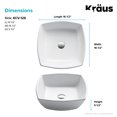 thumbnail image 5 of KRAUS Elavo Square Vessel White Porcelain Ceramic Bathroom Sink, 16 1/2 inch, 5 of 9