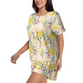 thumbnail image 2 of Wukai Lemon Leaves Women's Pajama Set,Short-Sleeve Top and Shorts with Elastic Waistband and Pockets for Loungewear, Yoga, and Casual Wear-3X-Large, 2 of 8