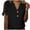 Black, variant on Lovskoo Summer Tops for Women 2024 V Neck Short Sleeve Trendy Solid Color Casual Tied Sleeves Top Shirt Black