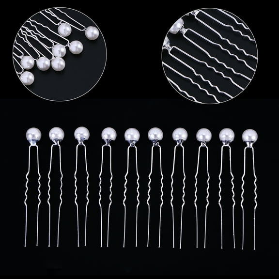 Dytern Wedding 10pcs Bridal Pearl Hairpin U Shaped Beaded Hair Clip for Wedding Hair Jewelry Decoration (White)