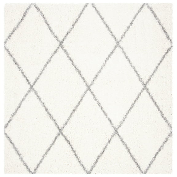 SAFAVIEH Parma Eglantine Geometric Shag Area Rug, Cream/Grey, 9' x 9' Square