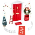 thumbnail image 2 of Red Elf Door Set Tiny Wooden Tooth Festive Fairy Door Set for Tale Christmas Decor, 2 of 9