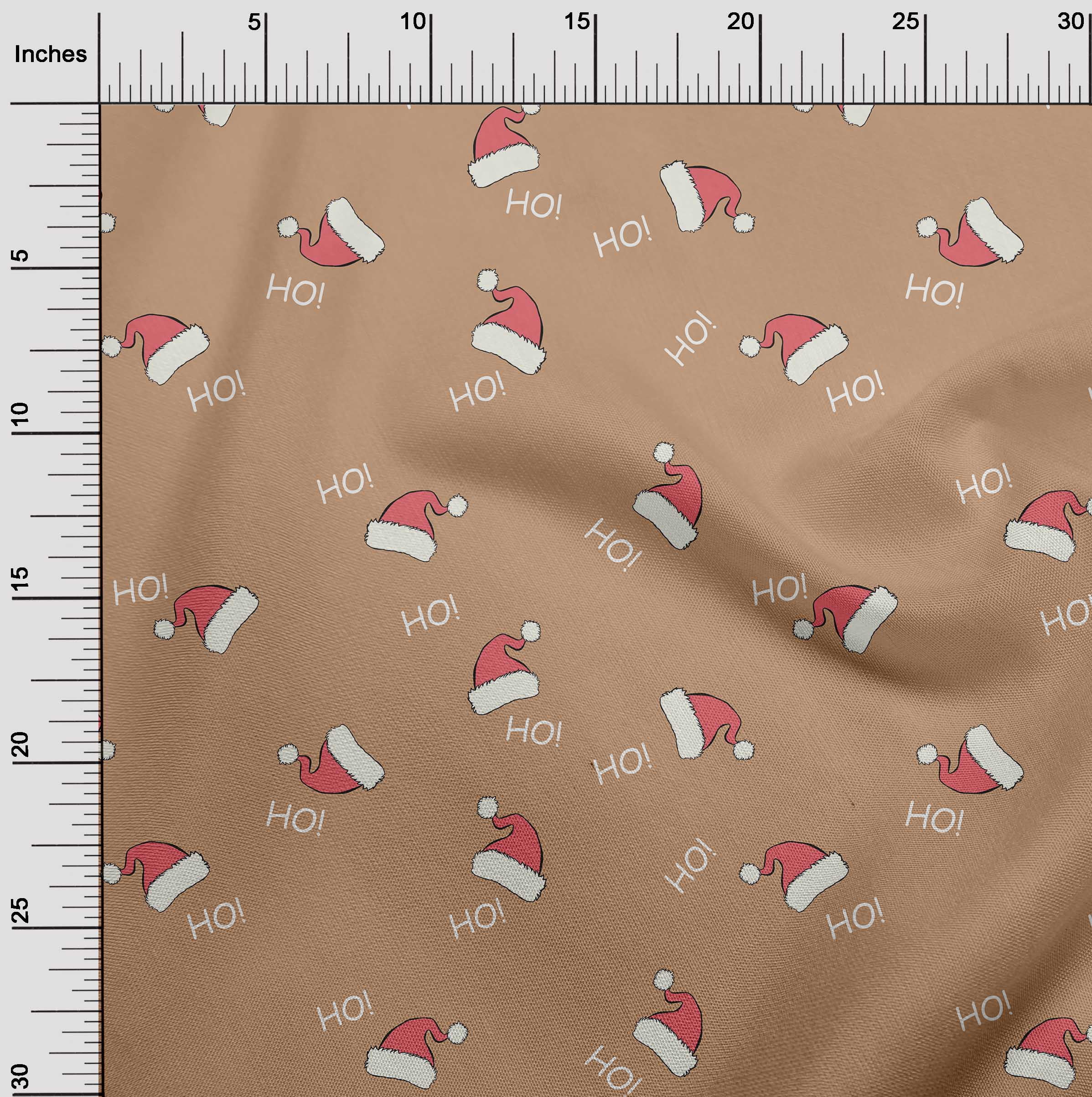 oneOone Cotton Cambric Brown Fabric Christmas Hats Dress Material Fabric Print Fabric By The Yard 42 Inch Wide