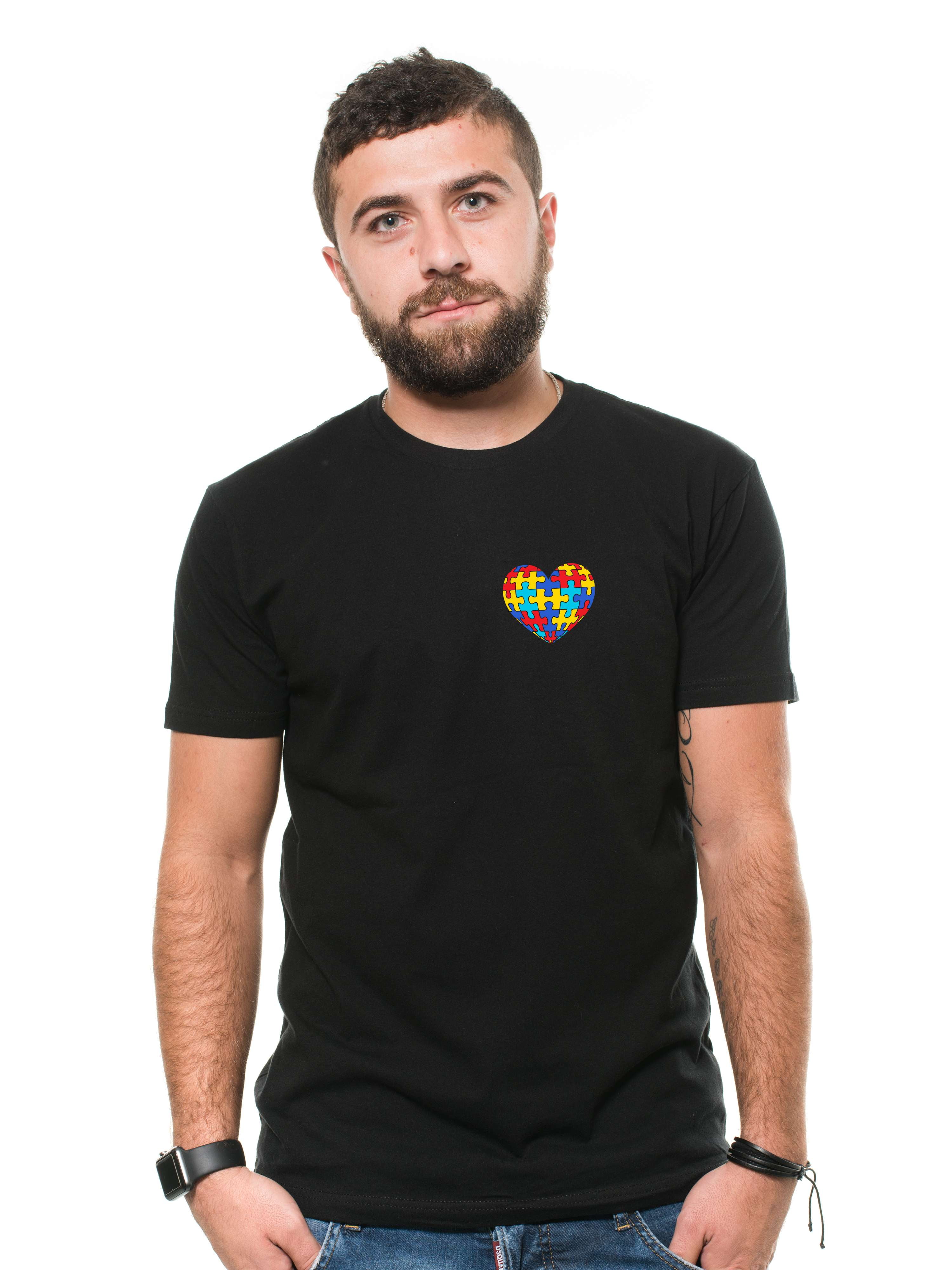 Autism Day Tee shirt Autism awareness Tee shirt heart love tee shirt for him her (4X-Large Black)