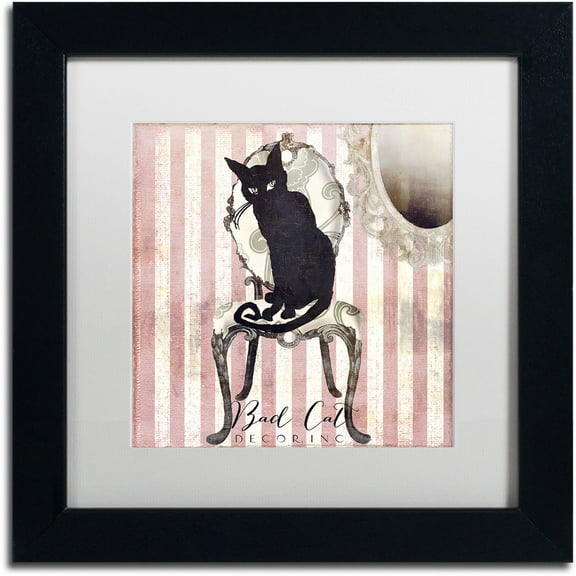 Trademark Fine Art "Bad Cat I" Canvas Art by Color Bakery White Matte, Black Frame