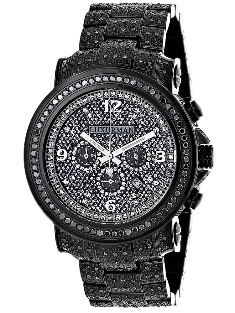 iced out black diamond watch