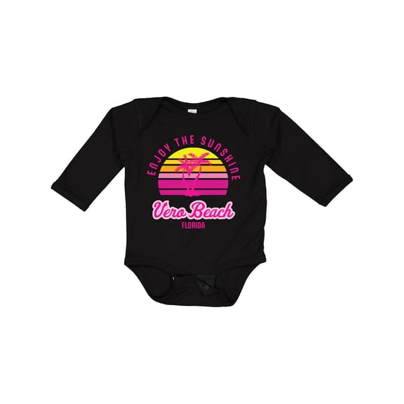 Inktastic Summer Enjoy the Sunshine Vero Beach Florida in Pink Boys or Girls Long Sleeve Baby Bodysuit