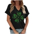 thumbnail image 2 of Uootdi St Patricks Day T Shirts for Women Cute V-Neck Short Sleeve Festival Gift Tops Lucky Irish Shamrock Clover Print Graphic Short Sleeve Tees Gift, 2 of 4