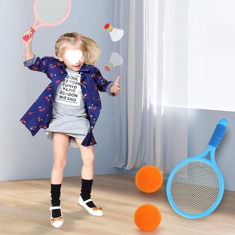 Tennis Racket,15 Inch Plastic Tennis Racket with 3 Tennis Balls and 3 Shuttlecocks for Kid Outdoor/Indoor Sport Play，﻿Comes with a free jump rope