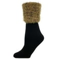thumbnail image 2 of MeMoi Manchester Fleece-Lined Wide Cuff Crew Socks - Womens - Female, 9-11, Black-Mustard, 2 of 2