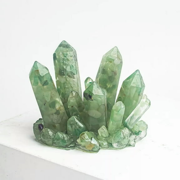GKNET Natural Green Aventurine Jade Quartz Crystal Cluster Crushed Stone Resin Decor