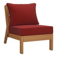 thumbnail image 3 of WestinTrends Avalon Outdoor HDPE Deep Seating Modular Armless Patio Chair with Patio Cushions, Teak/Red, 3 of 13