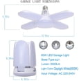 thumbnail image 2 of Lámpara de garaje E27 60W, luz blanca fría 6500K 5500Lm Lámpara de taller deformable con 4 paneles ajustables, iluminación de techo LED, para garajes, almacenes, gimnasios (juego de 1), 2 of 8