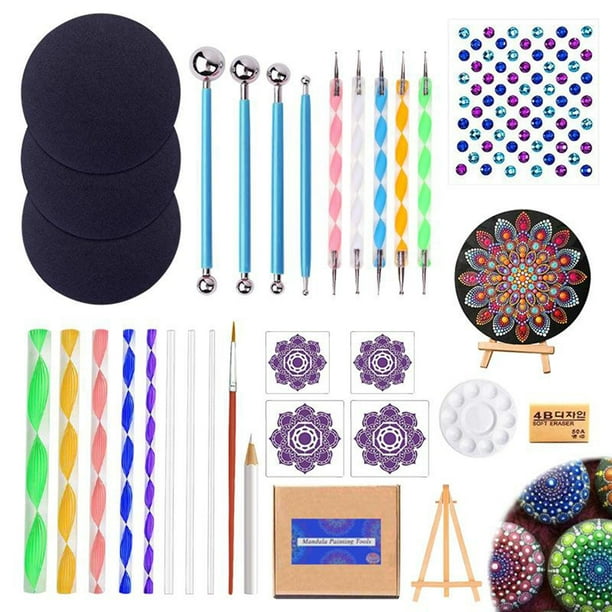 de Herramientas de punteo de Mandala 31 piezas de herramientas de suministros profesionales incluye Mini bandeja de pintura de caballete BLESIY Bolígrafo Mandala
