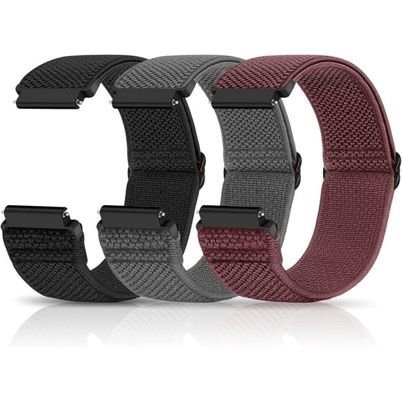 XIHAMA Lot de 3 Compatible avec Bracelets de Montre 18mm 19mm 20mm 22mm, Bracelet de Remplacement à Dégagement Rapide, Nylon Extensible Réglable, Bracelets Solo Loop en Tissu Tressé pour Hommes et Femmes