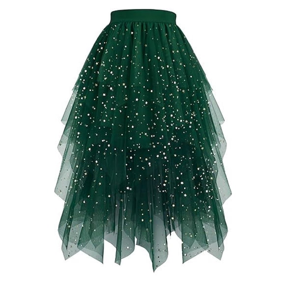 Women's Tulle Skirts Sheer Layered Midi Skirt With Ruffled Hem For Lightweight Flowy Skirt For Casual Party And Wear
