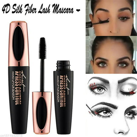 NK Natural 4D Silk Fiber Eyelash Mascara Extension Makeup Black Waterproof Kit Eye Lashes Long, Thick, Smudge-Proof