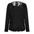 thumbnail image 5 of Mikilon Women's Casual Square Neckline Blouses Solid Color Long Sleeve Lace Shirts, 5 of 6