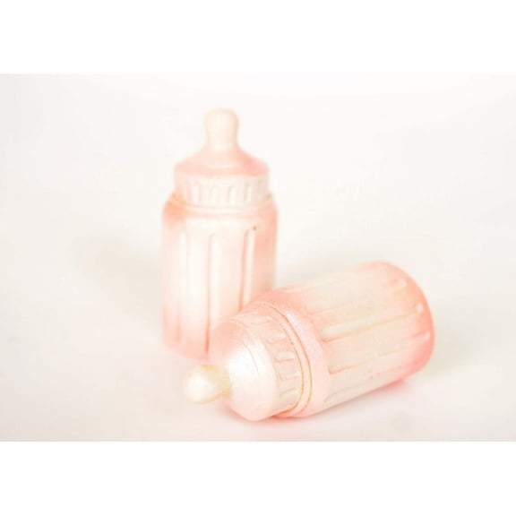Poly Resin Mini Baby Bottle Baby Shower Favors & Decoration Pink (24 Pieces)