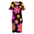 thumbnail image 4 of Vestido holgado con bolsillos y estampado floral de los años setenta, fondo negro, para mujer, verano 2025, 4 of 7