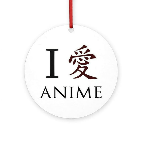 CafePress - I Love Japanese Anime -  Round Wood Ornament 4"
