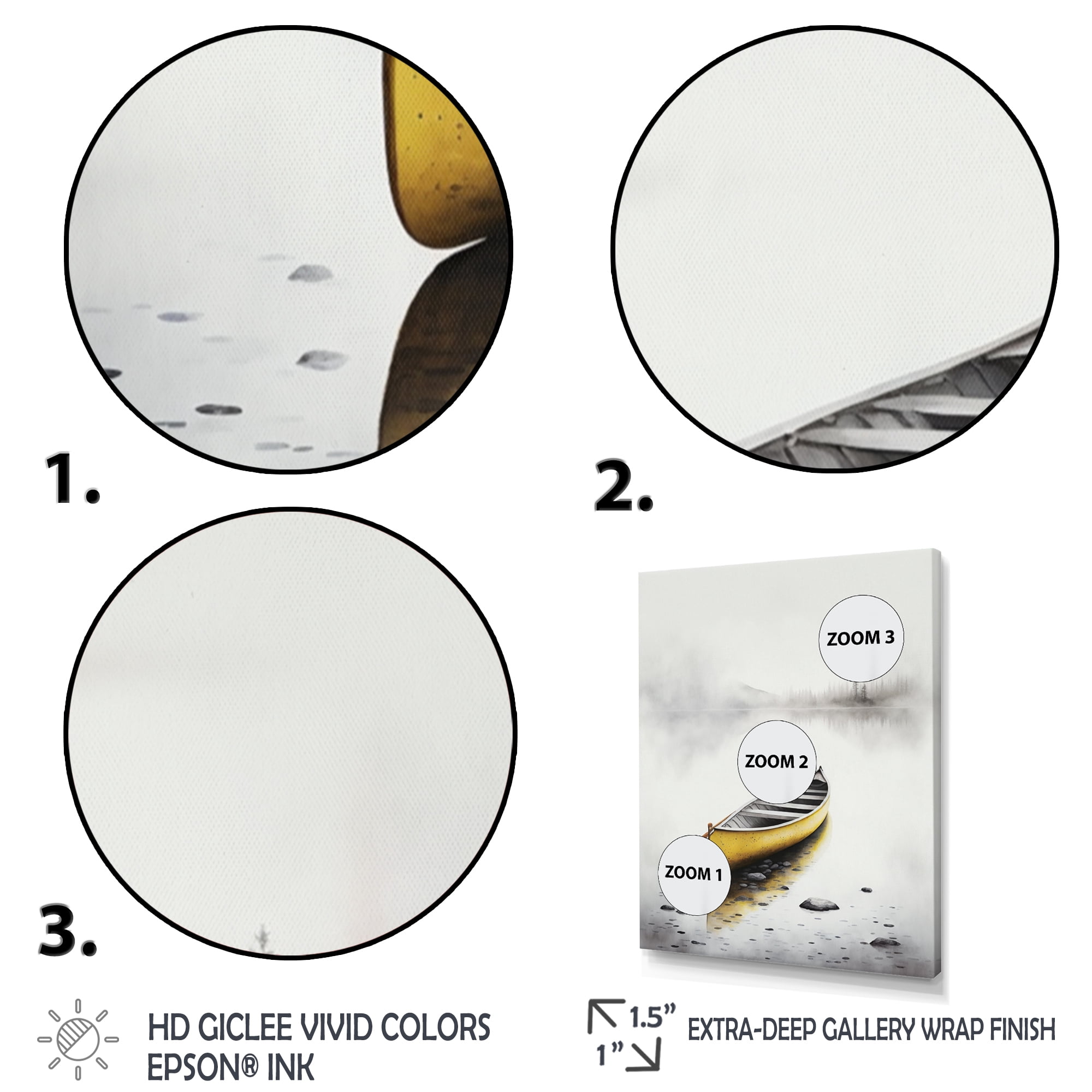 Designart Yellow Canoe On The Lake I Canvas Wall Art