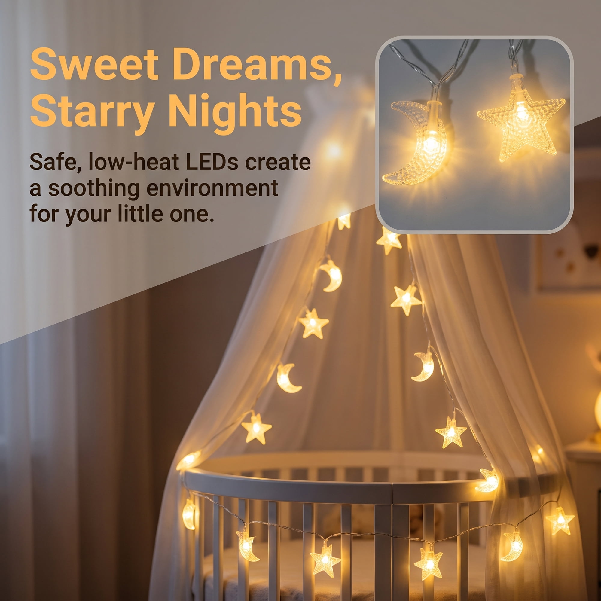 Unique Bargains Star and Moon Fairy Lights with Flexible Wire 6.6 ft Battery Operated