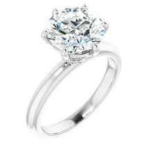Valentina 3.10 Carat Moissanite Engagement Ring Round Hidden Halo Solitaire