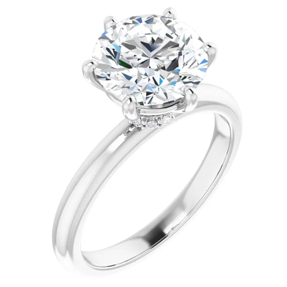 Valentina 3.10 Carat Moissanite Engagement Ring Round Hidden Halo Solitaire