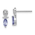 thumbnail image 1 of 925 Sterling Silver Diamond Blue Tanzanite Marquise Post Stud Earrings Drop Dangle, 1 of 6