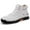 White, variant on Women Casual Handmade High Top Hign Boots Leather Outdoor Walking Sneakers -on Lightweight Non- Waterproof Driving Chukka Flats