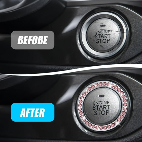 Crystal Rhinestone Push-Start Ignition Ring for Cars – Self-Adhesive Button Cover, Universal Sparkling Interior Trim for Luxury Upgrade, Gift-Ready