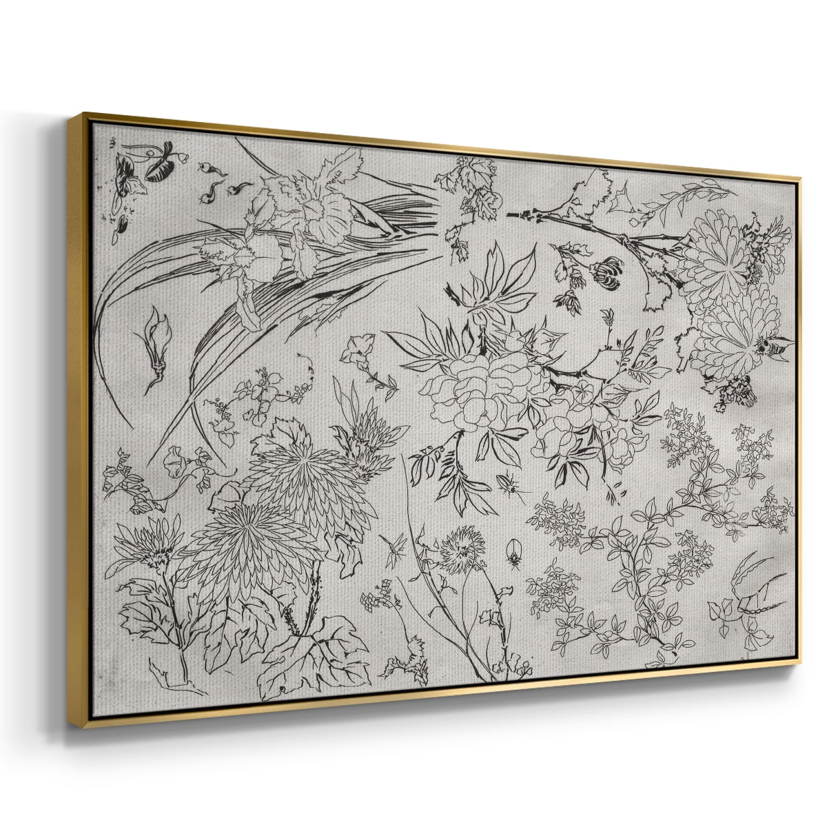 Vintage Abstract Print-XVI Framed in Gold Wood Gallery Wrapped Canvas 25 in. x 37 in.