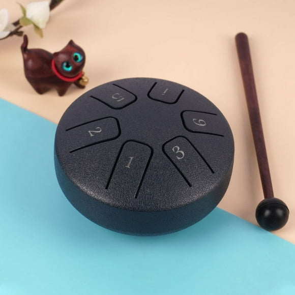 Tambor de lengüeta de 3,8 pulgadas, 6 notas, mini tambor etéreo, juguete de percusión para niños, color azul oscuro