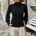 thumbnail image 3 of Duoif Sweaters for Women Trendy Women's Solid Color Pullover Crew Neck Sweater Stripe Knit Fashion Sweater Women's Sweaters Womens Tops Black L, 3 of 8