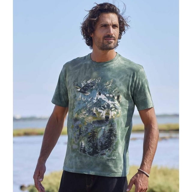 Atlas For Men - Camiseta Lobo para Hombre (Verde)