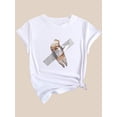 thumbnail image 3 of Camiseta De Mujer Activewear Tops Simples De Verano Para Viajes De MochileroCat Graphic Round Neck Casual T-shirt, Short Sleeve Running Sports Tee, Women's ActivewearFather's Day, Mother's Day, New, 3 of 8