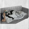 thumbnail image 6 of Black and White Soft Flannel Fleece Blanket, Young Woman Silhouette with a Bouquet of Spring Flowers Cycling Bridal, Cozy Plush for Indoor and Outdoor Use, 50" x 60", Black and White, by Ambesonne, 6 of 6