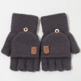 thumbnail image 5 of Invierno Mujer Chica Tejer Grueso Cálido Guantes Sin Dedos Gris Zulema guantes sin dedos, 5 of 5